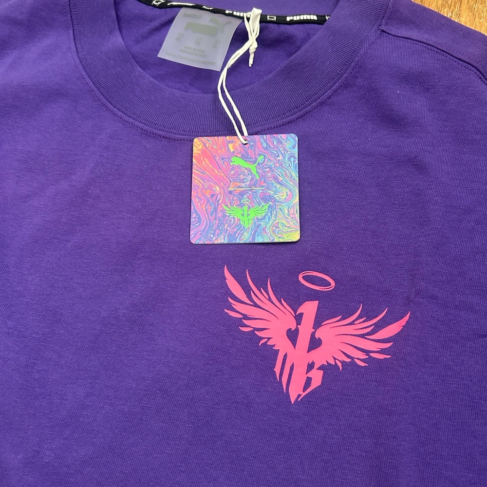 Puma Purple Tee with Pink Angel Graphic